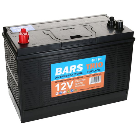 Akumulator trakcyjny Bars TRIO Deep Cycle 12V 110Ah GR31 DC 336*173*235 Dual Terminal (6PT90) Bars SEMI110
