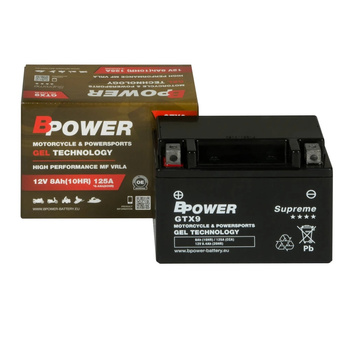 Akumulator Wzmocniony Bpower GEL GTX9 (YTX9-BS)  8Ah 125A
