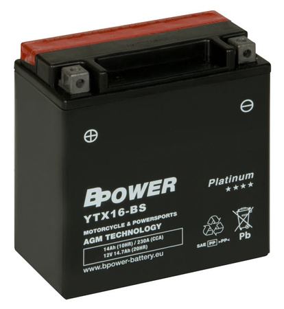 Akumulator Bpower AGM YTX16-BS 14Ah 230A