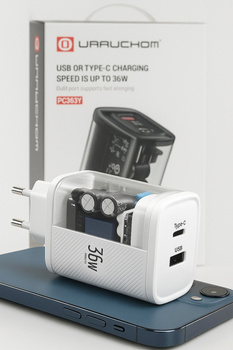 Szybka Ładowarka sieciowa 36W USB C USB A Power Delivery 3.0 Biała Uruchom