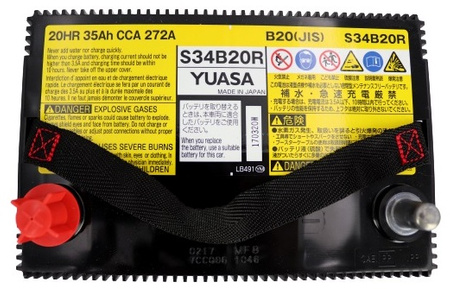 Akumulator YUASA VRLA HJ-S34B20R 35Ah 272A L+ Yaris hybrid AGM