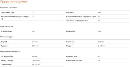 Osram Jump Starter Booster litowy 400 12V 16800mAh