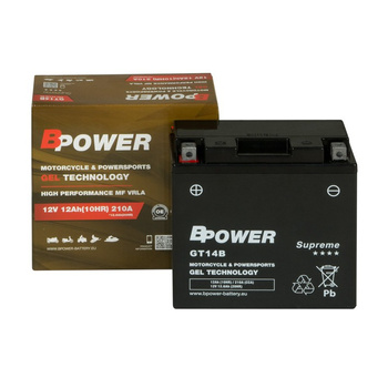 Akumulator Wzmocniony Bpower GEL GT14B ( YT14B )  12Ah 210A