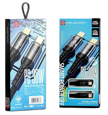 Kabel USB C LIGHTNING Apple IPHONE Szybki 30W 1M Z Diodą Uruchom