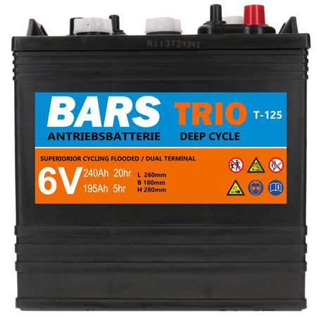 Akumulator Bars TRIO Deep Cycle 6V 240Ah Dual Terminal Trojan (T125) Bars MON225