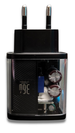 Szybka Ładowarka sieciowa 36W USB C USB A Power Delivery 3.0 Czarna Uruchom