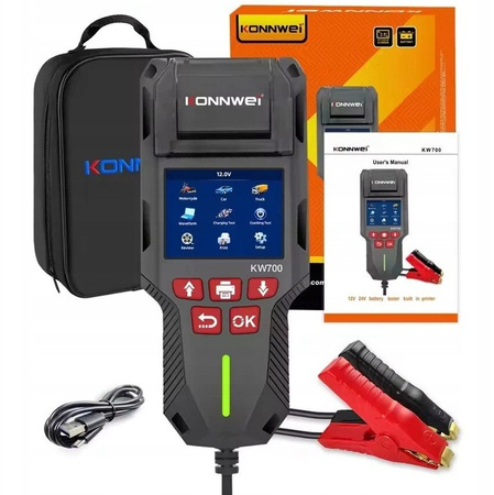 KONNWEI KW700 TESTER AKUMULATORÓW 24V 12V z drukarką