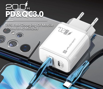 Szybka Ładowarka sieciowa zasilacz 20W 1x USB C USB A PD 3.0 Uruchom