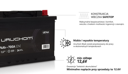 Akumulator Uruchom Black 70Ah 680A UB70S