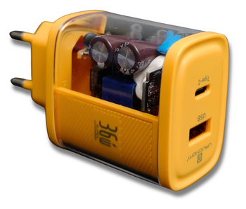 Szybka Ładowarka sieciowa 36W USB C USB A Żółta Limitowana