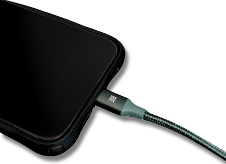 Kabel USB C LIGHTNING Apple IPHONE Szybki 30W 1M zielony Uruchom