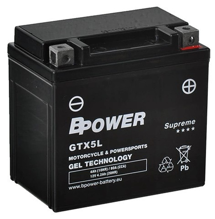 Akumulator Wzmocniony Bpower GEL GTX5L (YTX5L-BS)  4Ah 80A