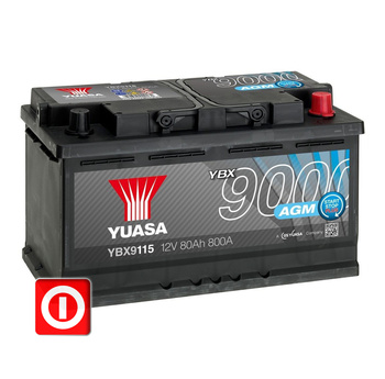 YUASA AGM 80Ah 800A P+ START-STOP YBX9115