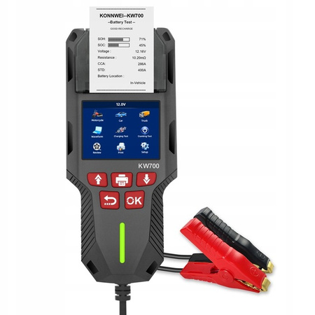 KONNWEI KW700 TESTER AKUMULATORÓW 24V 12V z drukarką
