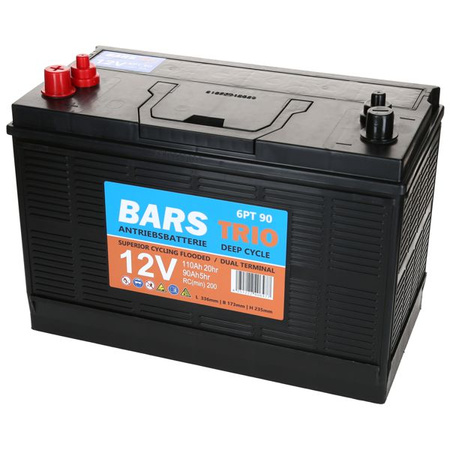 Akumulator trakcyjny Bars TRIO Deep Cycle 12V 110Ah GR31 DC 336*173*235 Dual Terminal (6PT90) Bars SEMI110