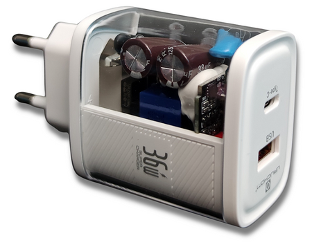 Szybka Ładowarka sieciowa 36W USB C USB A Power Delivery 3.0 Biała Uruchom