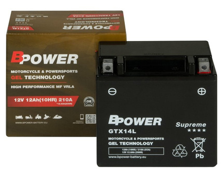Akumulator YTX14L żelowy Bpower GTX14L 12Ah 210A DO SPORTSTERA