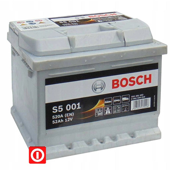 AKUMULATOR BOSCH SILVER S5 52 Ah 520A P+