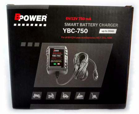 Ładowarka automatyczna BPOWER YBC-750 6V 12V 750mA CA/CA, EFB, GEL, Li-ion