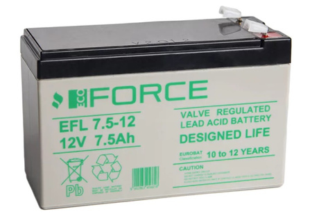 AKUMULATOR ECO-FORCE EFL7,5-12 T2 7,5Ah 12V K5 AGM Praca BUFOROWA