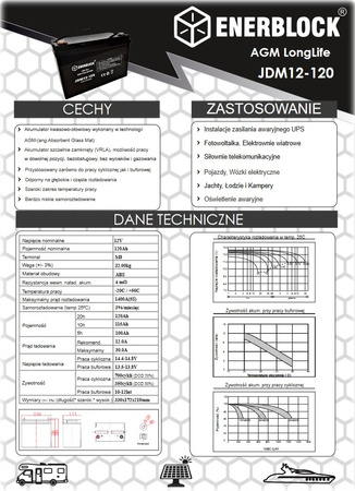 Akumulator ENERBLOCK 12V 120AH JDM12-120 AGM Longlife