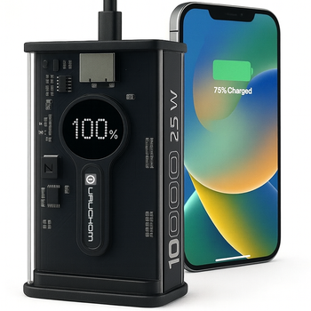 POWERBANK 10000mAh 22.5W QC3.0 QC4.0 PD3.0 USB1 USB-C Czarny