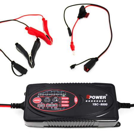 Ładowarka automatyczna BPOWER YBC-8000 12V 24V 12.8V 13.6V 4A 5A 8A CA/CA, EFB, GEL, Li-ion