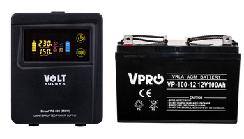 Zestaw Awaryjnego Zasilania Pieca CO Przetwornica 600E + Akumulator 100A VOLT POLSKA