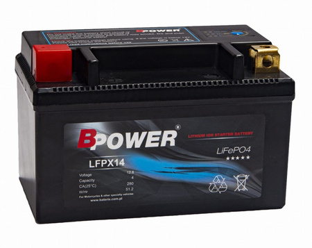 Akumulator YTX14 4Ah 280A Litowy BPower LFPX14 12,8V YTX14H