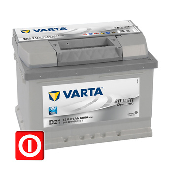 AKUMULATOR VARTA SILVER 61Ah 600A P+