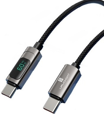 Kabel USB C - USB C Szybki 60W Z WYŚWIETLACZEM 1M Uruchom