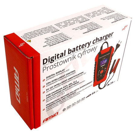 Prostownik AMiO cyfrowy 6V 12V 2A 6A DBC-02