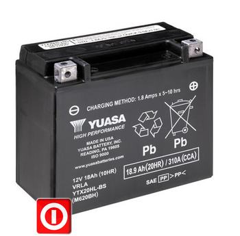 YUASA YTX20HL-BS 18.9Ah 310A Harley YFM