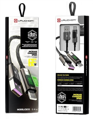 Kabel USB - USB C Szybki 65W Z WYŚWIETLACZEM 1M Uruchom