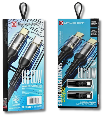 Kabel USB C - USB C Szybki 60W 1M Z Diodą Uruchom