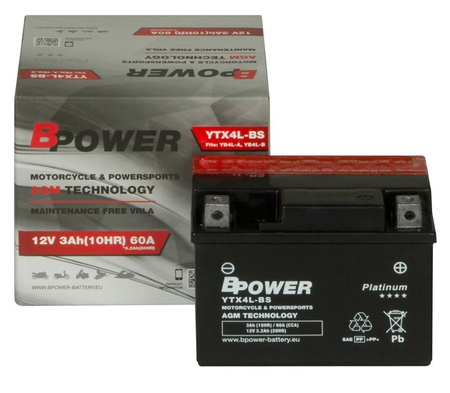 Akumulator YTX4L-BS Bpower AGM 3Ah 80A