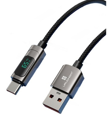 Kabel USB - USB C Szybki 65W Z WYŚWIETLACZEM 1M Uruchom