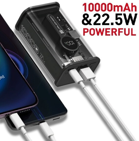 POWERBANK 10000mAh 22.5W QC3.0 QC4.0 PD3.0 USB1 USB-C Czarny