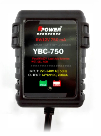 Ładowarka automatyczna BPOWER YBC-750 6V 12V 750mA CA/CA, EFB, GEL, Li-ion