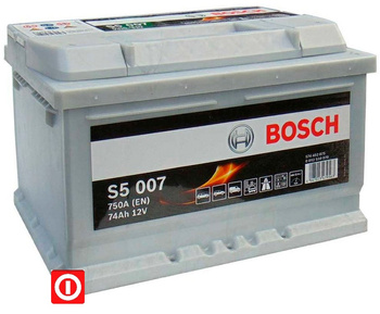 AKUMULATOR BOSCH SILVER S5 74 Ah 750A P+