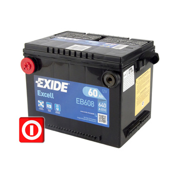 Akumulator 60Ah 640A L+ EXIDE (USA wkręcane klemy) EB608