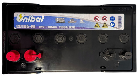 AKUMULATOR UNIBAT Dual AGM 105Ah 1100A Kamper UPS CB105-M