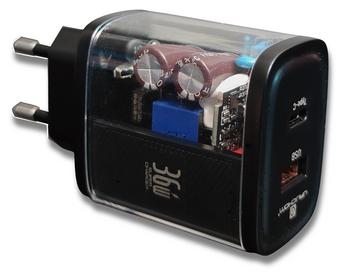 Szybka Ładowarka sieciowa 36W USB C USB A Power Delivery 3.0 Czarna Uruchom