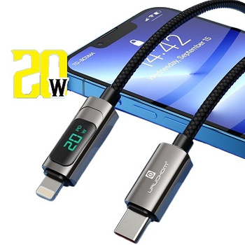 Kabel USB C LIGHTNING Apple IPHONE Szybki 20W Z WYŚWIETLACZEM 1M Uruchom